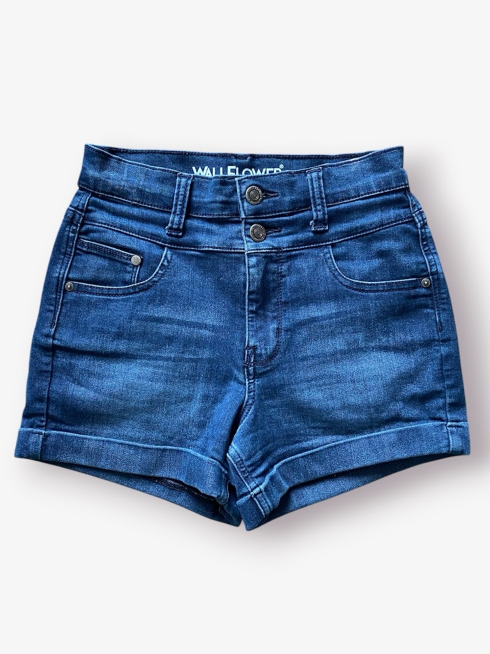 Wallflower High-Rise Denim Shorts in Dark Blue Size 1
